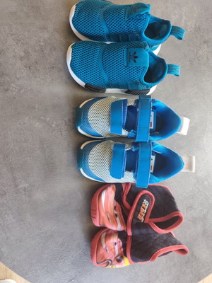 Adidas boys' sports shoes used, sizes 24 & 25 with free McQueen slippers
