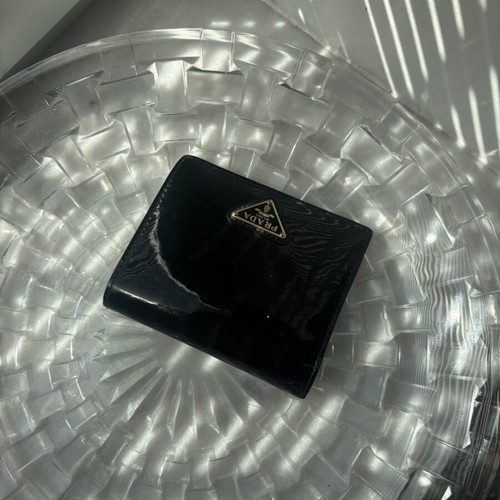 Prada wallet used, black and red