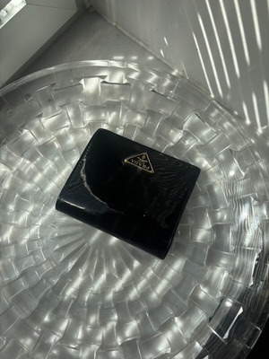 Prada wallet used, black and red
