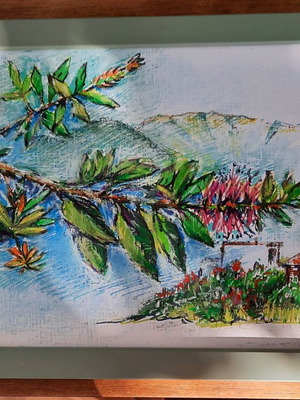 Painting 24×33 cm Thasos, oil pastel new