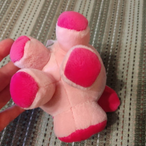 Plush pig used with velvet texture and curled tail