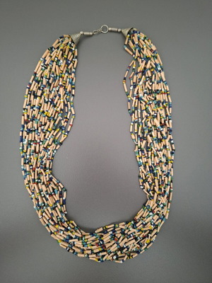 Ethnic necklace used, beige and blue