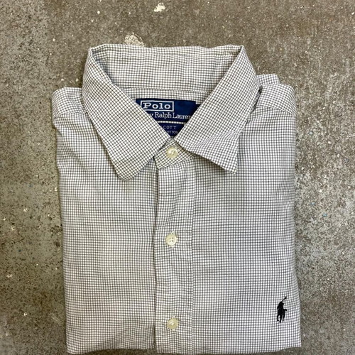 Ralph Lauren Longsleeve Shirt L, white black checked, black pony
