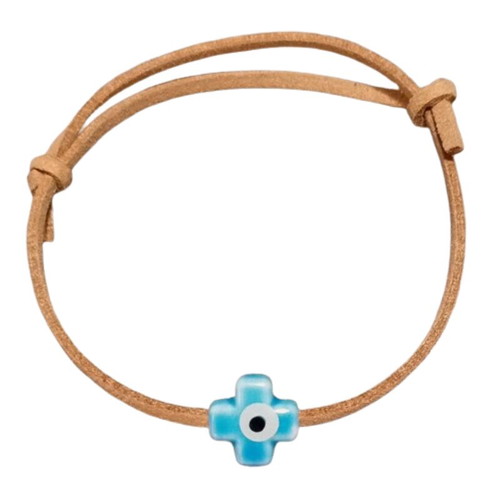 Set of 100 handmade baptism bracelets with suede cord and ceramic cross