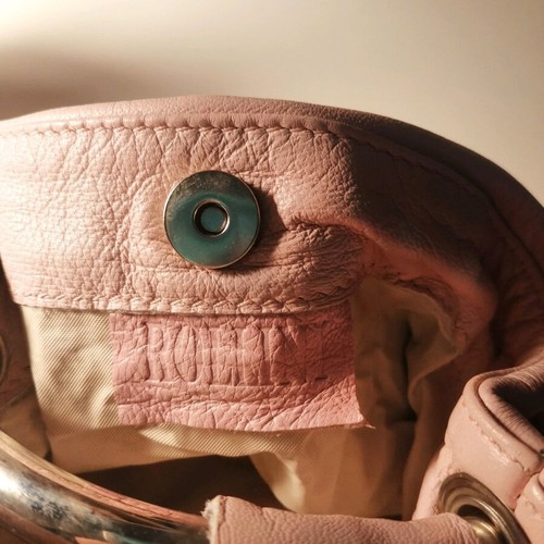 Rollini leather wrist bag new, pink color
