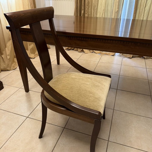 Solid wood extendable dining table with 6 chairs