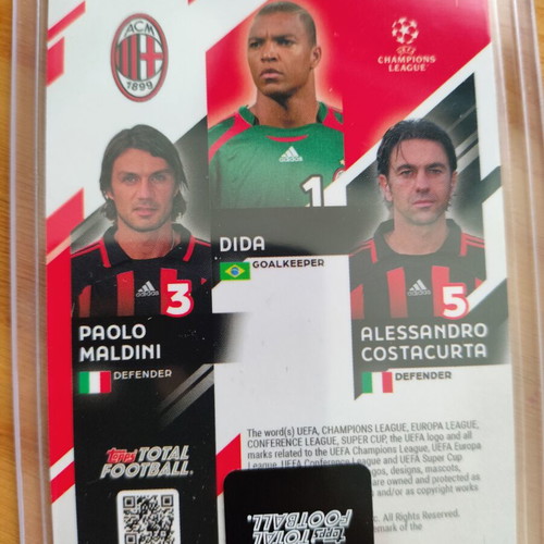 Topps Total Football AC Milan Trios Maldini, Dida, Costacurta card like new
