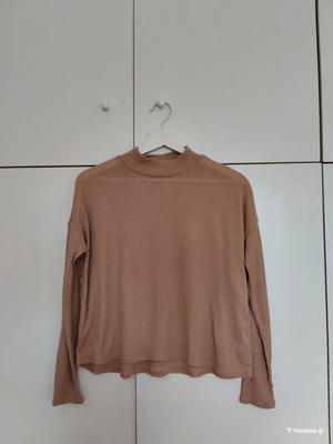 H&m μπεζ ριμπ μπλούζα small medium nude