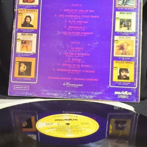 Edith Piaf vinyl record used, tape on cover