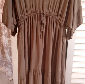 Μat Fashion χακί λαδι μακρύ φόρεμα M size plus size