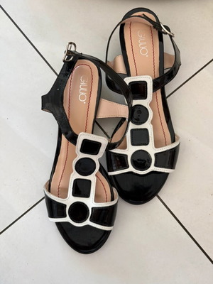 Black n' White women's sandals size 40, eco leather, 4cm heel