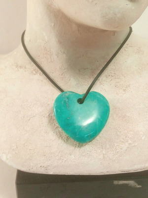 Amazonite semi-precious stone pendant 30x30 mm new, blue turquoise