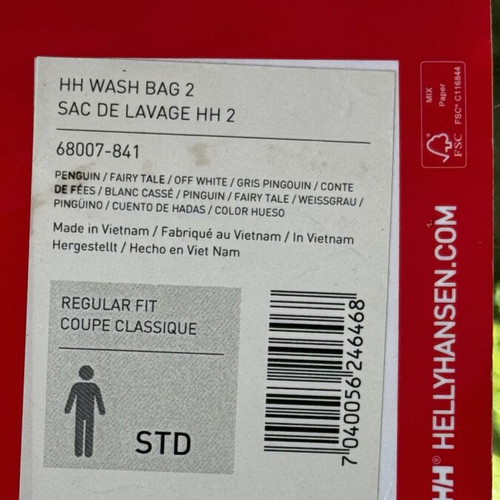 Helly Hansen waterproof travel wash bag new, grey with pink details