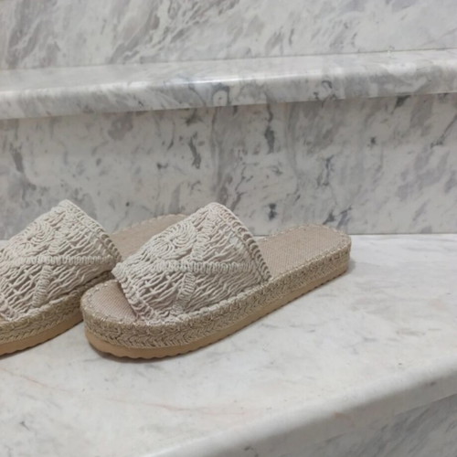 Espadrille-style slippers new, beige, size 40 narrow fit