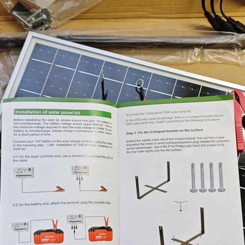 Monocrystalline Solar Panel Kit 25W 12V with Controller and Mounting