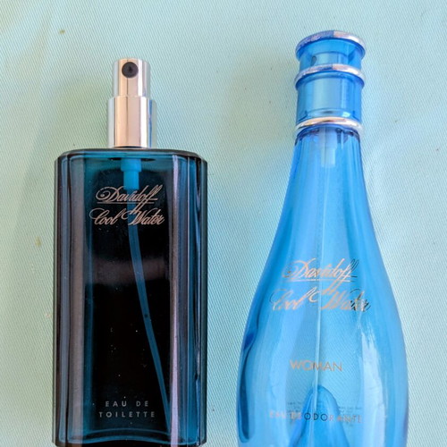 Davidoff Cool Water collectible empty bottles used, men's and women's set of 2