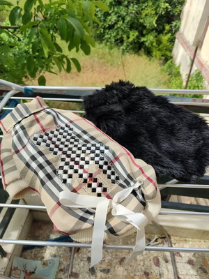 Pet clothes set like new, fur and jacket for dog up to 5 kg