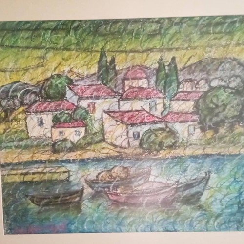 Pastel by Michalis Kandylis Signed in Excellent Condition