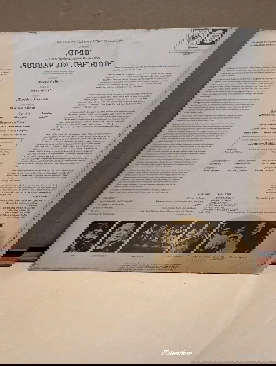 Topol – Fiddler On The Roof δίσκος LP μεταχειρισμένος, soundtrack 1967