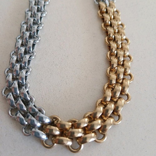 Steel necklace new with combination of steel chains and gold-plated tail