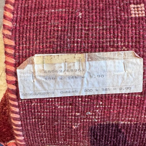Handmade Gabbeh rug 200×145 cm like new, wool, deep burgundy