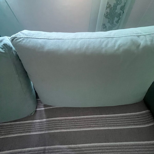 Two-piece sofa used, velvet fabric, sturdy construction
