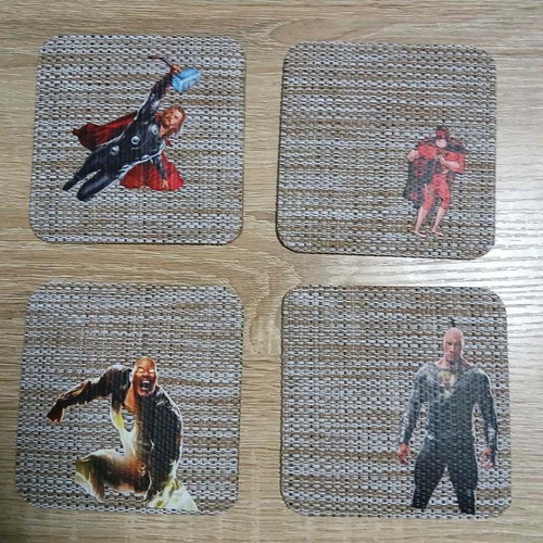 Coaster set with superheroes Black Adam, Thor & Comic Convention Hero