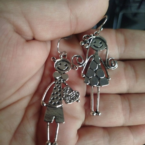 Retro Peg Accessories dangling earrings new, silver