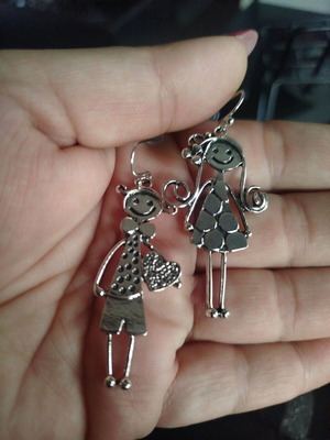 Retro Peg Accessories dangling earrings new, silver