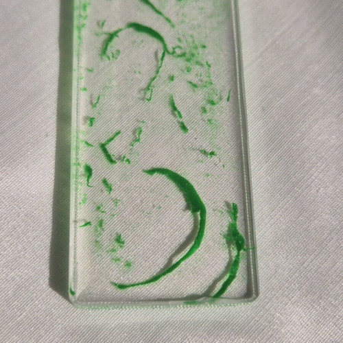 Handmade bookmark from resin with green waves new