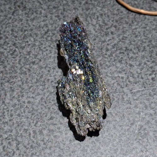 Iridescent Carborundum Crystal 11cm with Handmade Copper Base like new