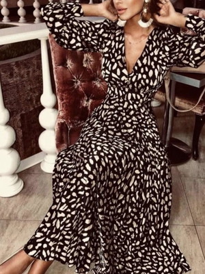 Μιντι σατέν φόρεμα animal print λεοπάρ μέγεθος S/M καινούργιο, μαύρο-ροζ