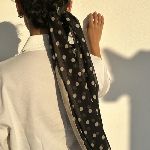 Achilleas Accessories polka dot scarf, black and beige