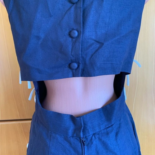 Vintage dress David Warren rayon-linen like new with unique back design
