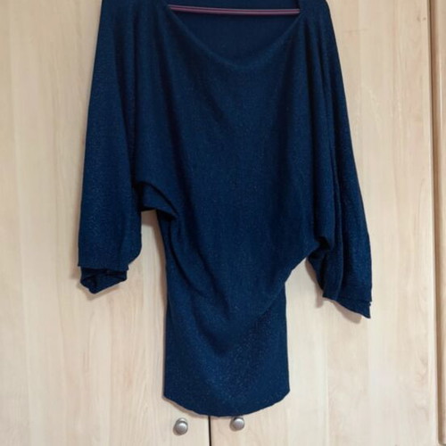 Blousedress like new, shiny blue