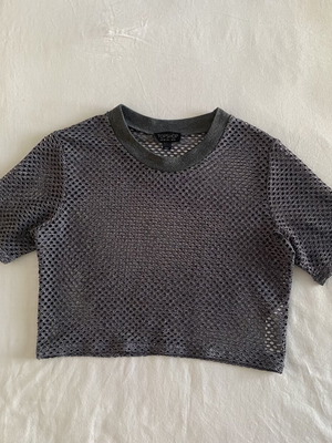 Topshop γκρι κροπ τοπ με τρύπες
