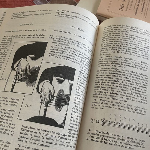 Guitar method and two solfège music books