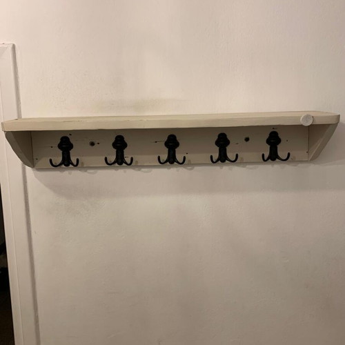 Wooden coat rack with five double hooks like new