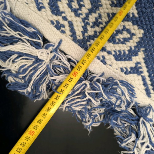 Handmade rug from India like new, blue and white