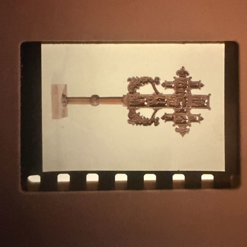 Collectible slides with Byzantine icons, church relics and traditional ceramics, like new