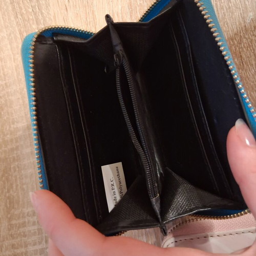 Wallets used with designs, blue and pink, set of 2