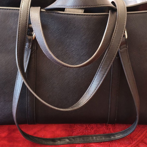 American Designed Black Shoulder Bag used, saffiano texture