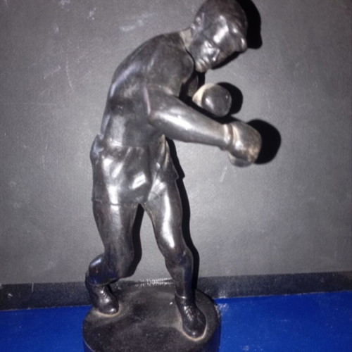 Boxer figurine vintage Soviet cast iron sculpture 1977