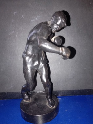 Boxer figurine vintage Soviet cast iron sculpture 1977