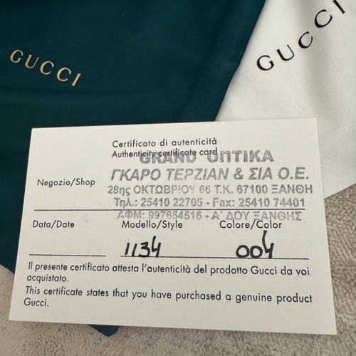 Gucci sunglasses new with acetate frame and light green lens