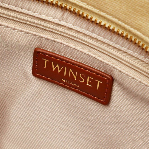 Twinset shopper bag used, canvas, beige and brown