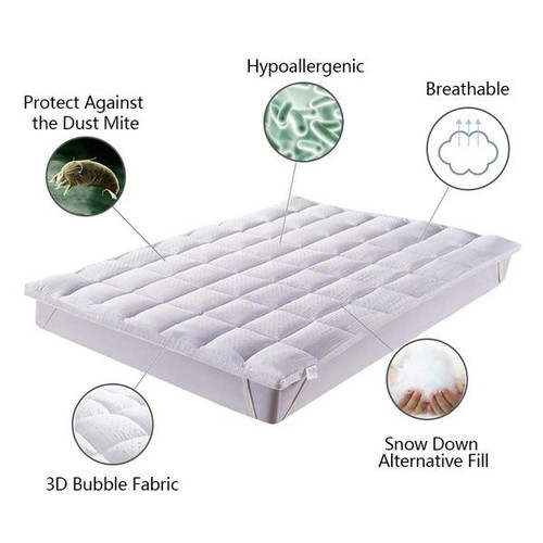 Bedecor soft mattress protector topper with 3D relief and 4 straps, 90 x 200 cm