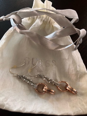 Guess hanging earrings like new, gold and silver