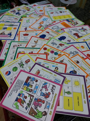 Work cards in Russian used, pack of 44 pieces