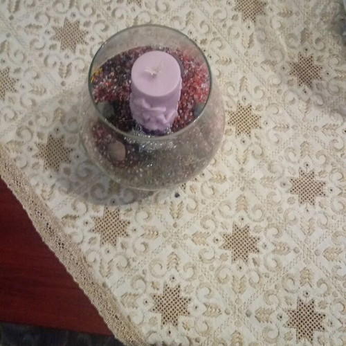 Candlestick glass base container with one candle new